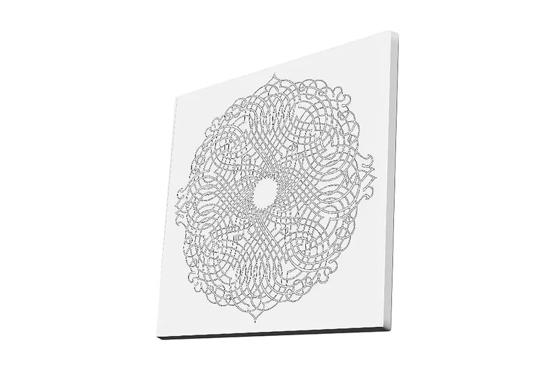 Lærredstryk 45x45 cm - Indviklet mandala med linjer og mønstre, Sort / Hvid