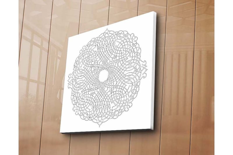 Lærredstryk 45x45 cm - Indviklet mandala med linjer og mønstre - Sort / Hvid - Boligtilbehør - Billeder & kunst - Billeder på lærred