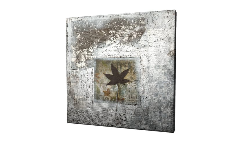 Lærredstryk 45x45 cm - Silhuet af et blad mod en abstrakt baggrund - Sort / Blå / Grøn - Boligtilbehør - Billeder & kunst - Billeder på lærred