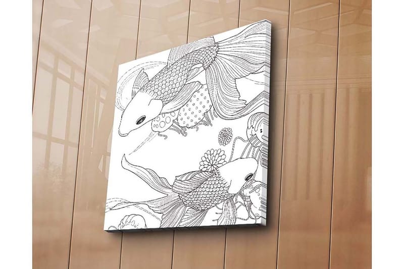Lærredstryk 45x45 cm - Smuk koifisk i en legende komposition - Sort / Hvid - Boligtilbehør - Billeder & kunst - Billeder på lærred