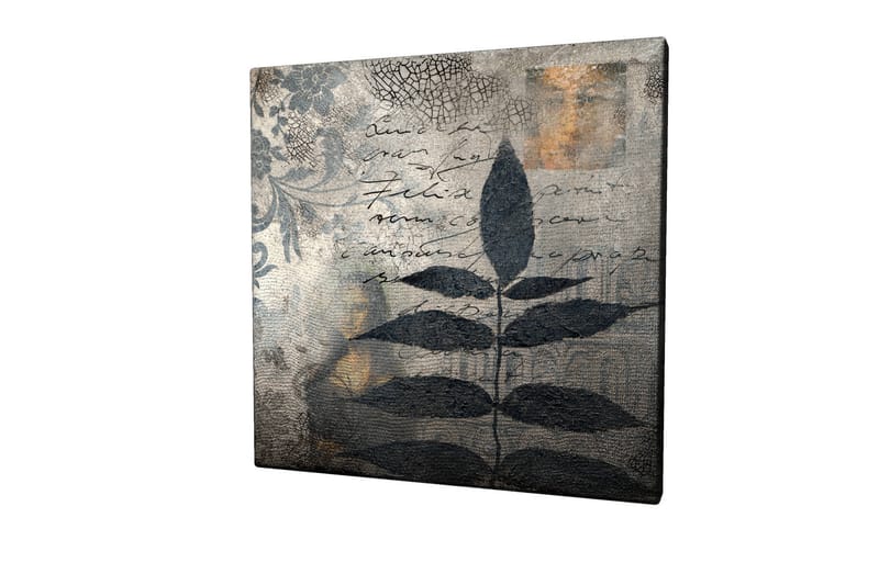 Lærredstryk 45x45 cm - Sort løv mod en abstrakt baggrund - Sort / Grå / Beige - Boligtilbehør - Billeder & kunst - Billeder på lærred