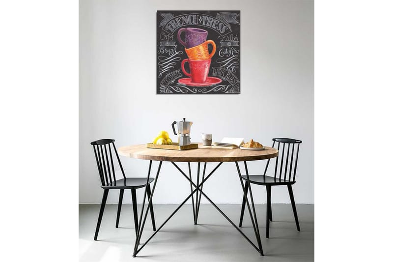 Lærredstryk 45x45 cm - Stablede kaffekopper i livlige farver - Lilla / Orange / Rød - Boligtilbehør - Billeder & kunst - Billeder på lærred