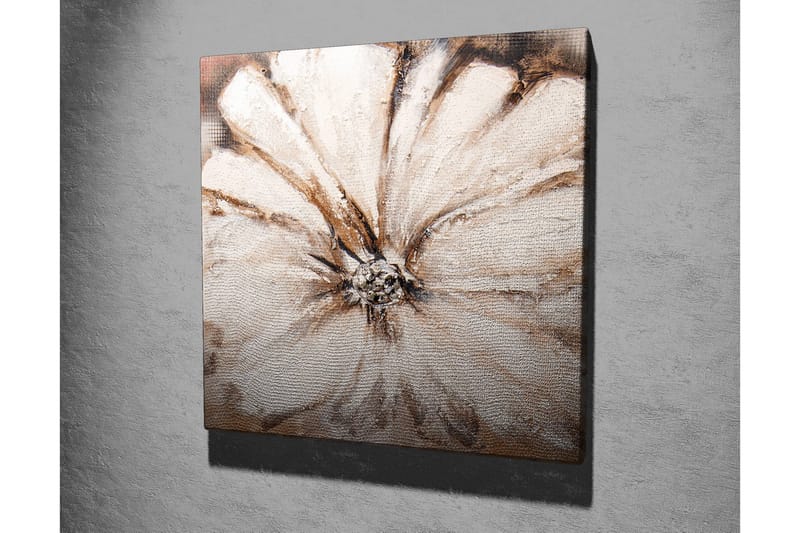 Lærredstryk 45x45 cm - Storslået blomst i bløde, neutrale toner - Hvid / Beige / Brun - Boligtilbehør - Billeder & kunst - Billeder på lærred