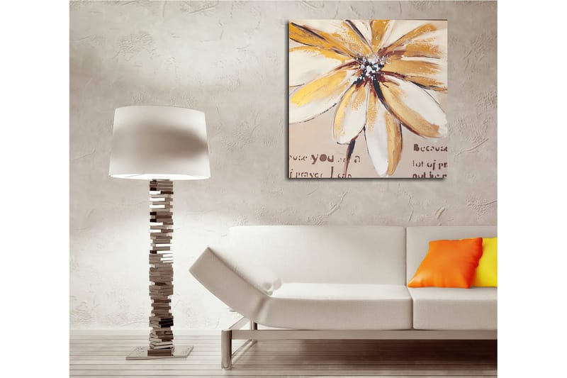 Lærredstryk 45x45 cm - Storslået blomst med gule og beige toner - Gul / Beige / Brun - Boligtilbehør - Billeder & kunst - Billeder på lærred