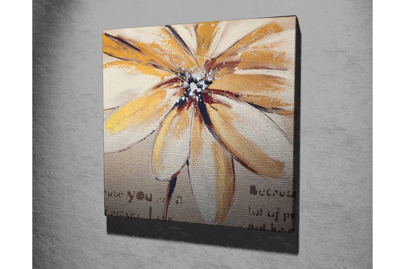 Lærredstryk 45x45 cm - Storslået blomst med gule og beige toner - Gul / Beige / Brun - Boligtilbehør - Billeder & kunst - Billeder på lærred