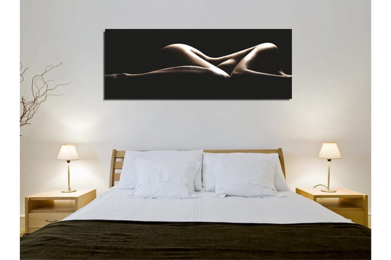 Lærredstryk 80x30 cm - Sensuel komposition af nøgne kroppe i bløde former - Beige / Sort - Boligtilbehør - Billeder & kunst - Billeder på lærred