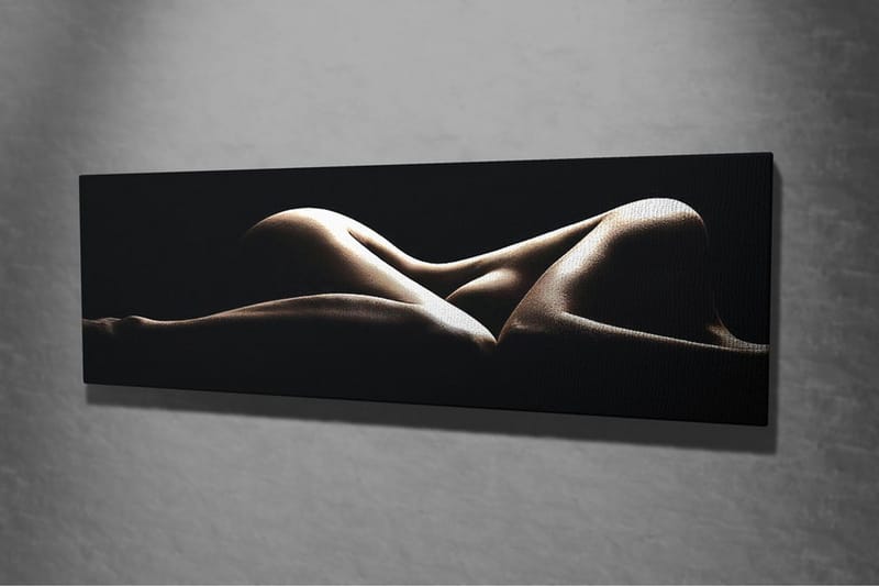 Lærredstryk 80x30 cm - Sensuel komposition af nøgne kroppe i bløde former - Beige / Sort - Boligtilbehør - Billeder & kunst - Billeder på lærred