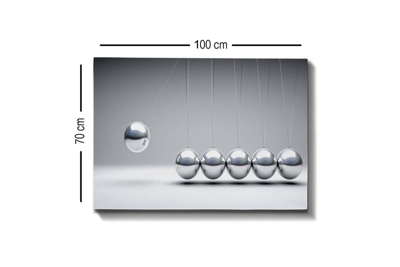 Lærredstryk - Dynamisk komposition af svingende kugler i metallisk finish - Sølv / Grå - Boligtilbehør - Billeder & kunst - Billeder på lærred