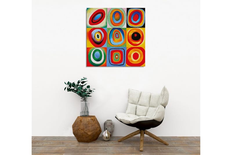 Lærredstryk - Farverig komposition af cirkler i forskellige størrelser og farver - Rød / Blå / Grøn - Boligtilbehør - Billeder & kunst - Billeder på lærred
