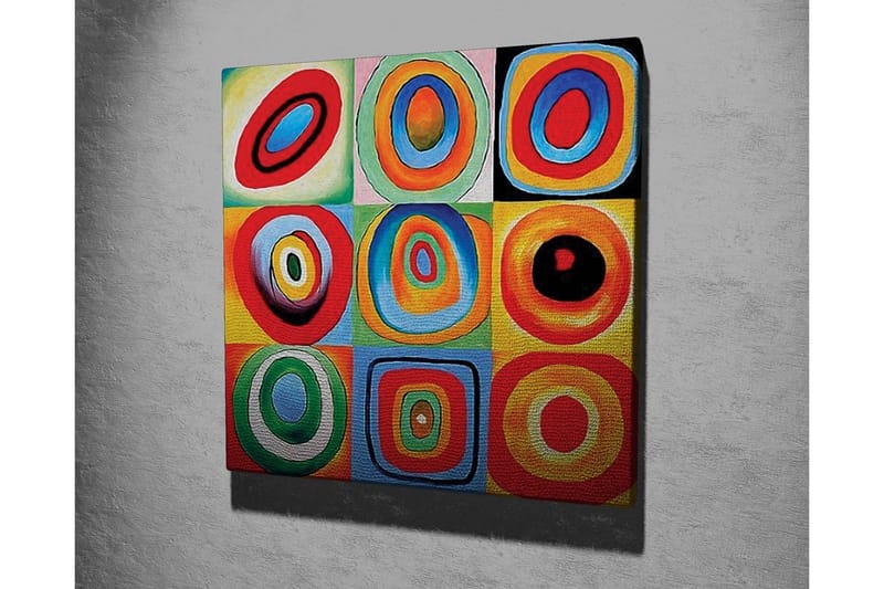 Lærredstryk - Farverig komposition af cirkler i forskellige størrelser og farver - Rød / Blå / Grøn - Boligtilbehør - Billeder & kunst - Billeder på lærred