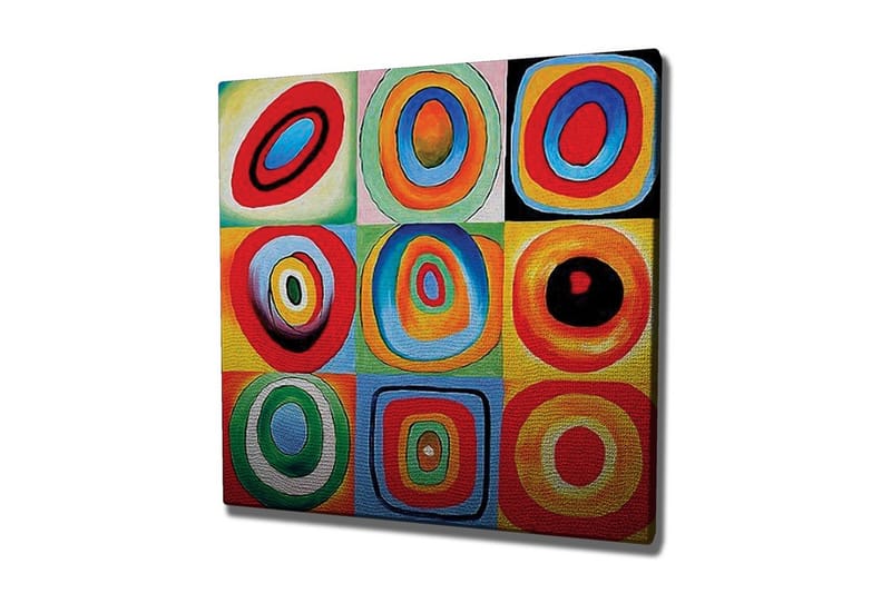 Lærredstryk - Farverig komposition af cirkler i forskellige størrelser og farver, Rød / Blå / Grøn