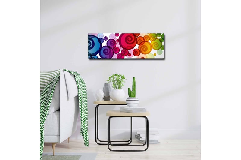 Lærredstryk - Farverige spiraler i forskellige størrelser - Rød / Grøn / Blå - Boligtilbehør - Billeder & kunst - Billeder på lærred