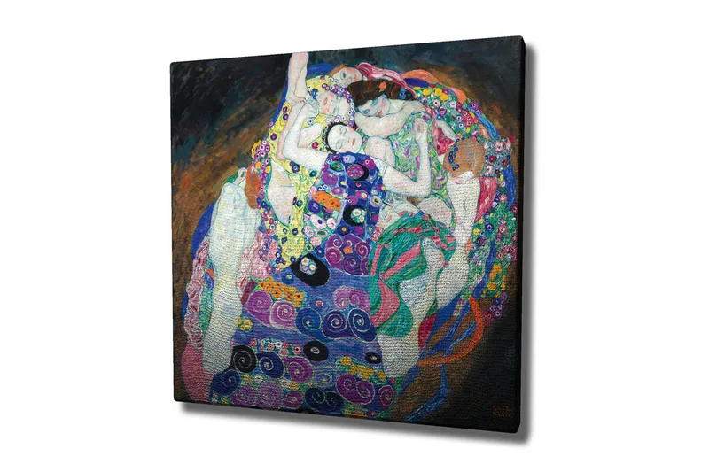 Lærredstryk - Intim fællesskab mellem flere kvinder i en farverig omfavnelse, Grøn / Lilla / Lyserød