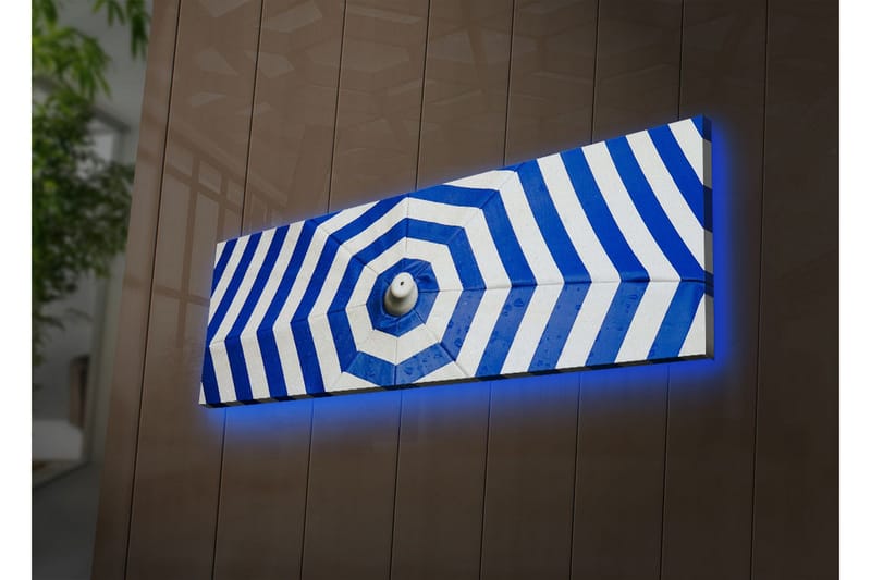 Lærredstryk med LED-belysning 30x90 cm - Abstrakt komposition med blå og hvide striber - Blå / Hvid - Boligtilbehør - Billeder & kunst - Billeder på lærred