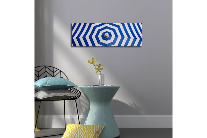 Lærredstryk med LED-belysning 30x90 cm - Abstrakt komposition med blå og hvide striber - Blå / Hvid - Boligtilbehør - Billeder & kunst - Billeder på lærred