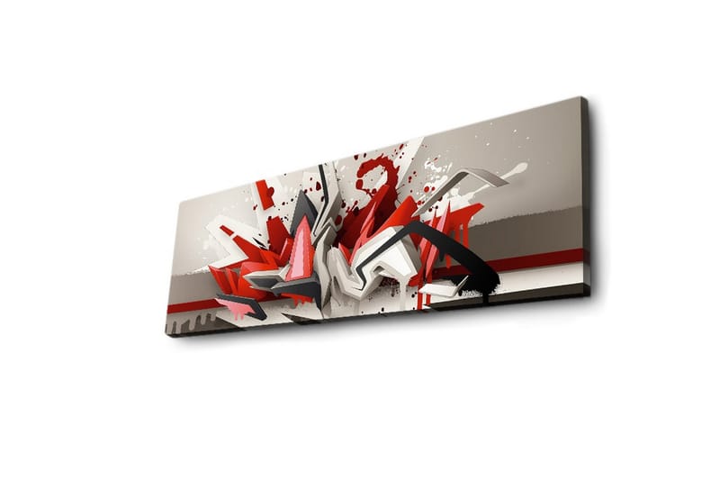 Lærredstryk med LED-belysning 30x90 cm - Abstrakt komposition med dynamiske former i rødt og sort - Rød / Sort / Hvid - Boligtilbehør - Billeder & kunst - Billeder på lærred
