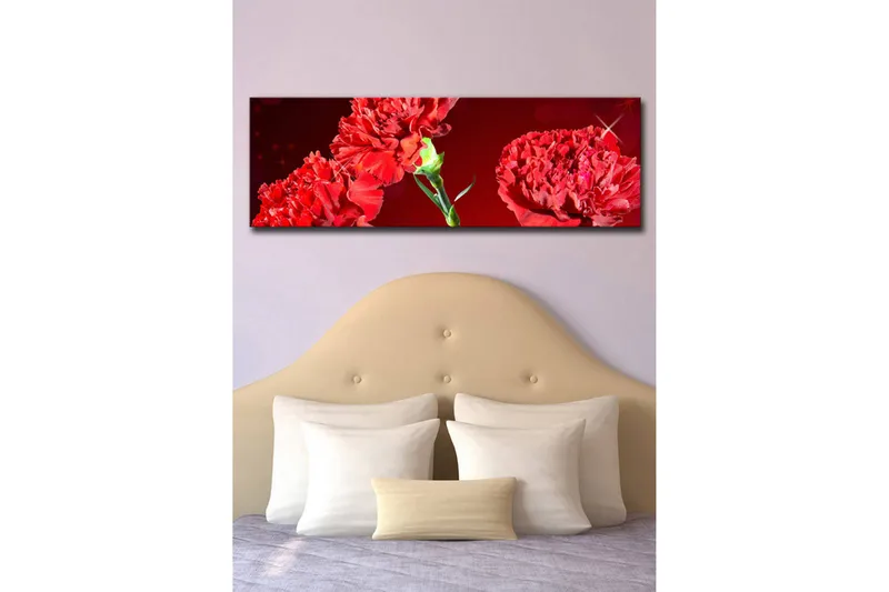 Lærredstryk med LED-belysning 30x90 cm - Farverig buket af nelliker - Rød / Grøn - Boligtilbehør - Billeder & kunst - Billeder på lærred