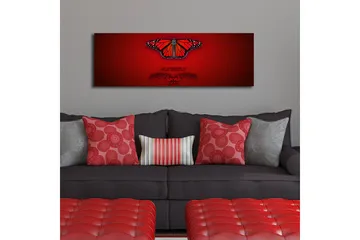 Lærredstryk med LED-belysning 30x90 cm - Farverig sommerfugl med detaljerede vinger - Rød / Sort / Orange - Boligtilbehør - Billeder & kunst - Billeder på lærred