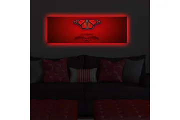 Lærredstryk med LED-belysning 30x90 cm - Farverig sommerfugl med detaljerede vinger - Rød / Sort / Orange - Boligtilbehør - Billeder & kunst - Billeder på lærred