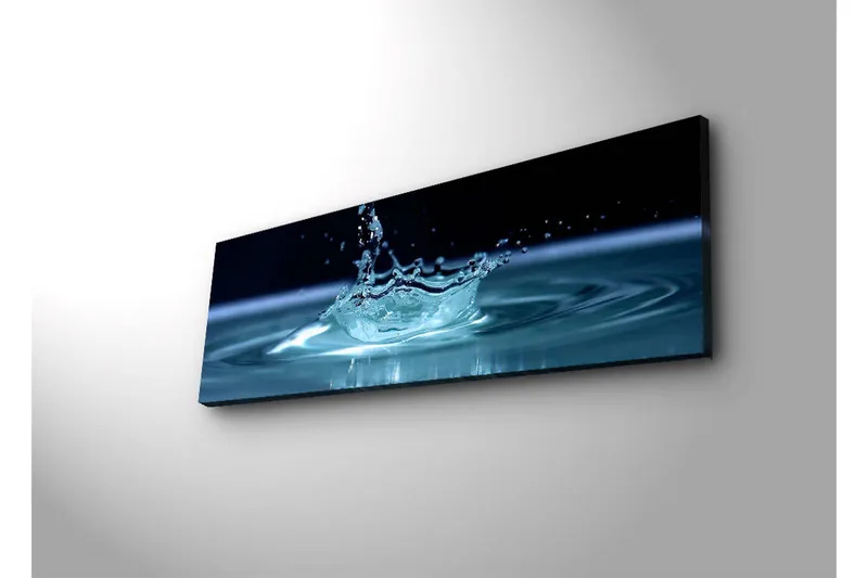 Lærredstryk med LED-belysning 30x90 cm - Vandstænk, der skaber en elegant krusning på overfladen - Blå / Turkis - Boligtilbehør - Billeder & kunst - Billeder på lærred