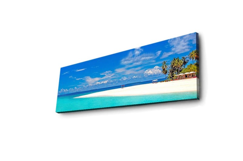 Lærredstryk med LED-belysning 30x90 cm - Paradisstrand med turkis vand og palmer - Turkis / Blå / Grøn - Boligtilbehør - Billeder & kunst - Billeder på lærred