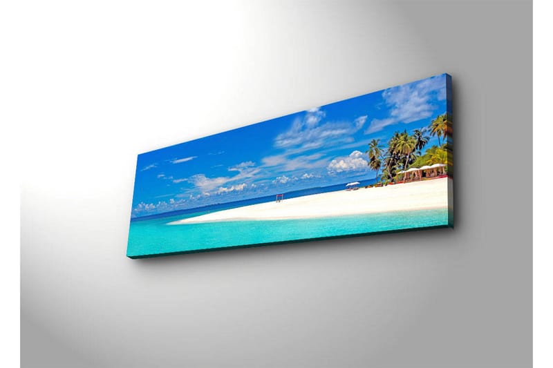 Lærredstryk med LED-belysning 30x90 cm - Paradisstrand med turkis vand og palmer - Turkis / Blå / Grøn - Boligtilbehør - Billeder & kunst - Billeder på lærred