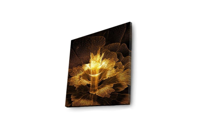 Lærredstryk med LED-belysning 40x40 cm - Lysende blomst i abstrakt stil - Guld / Sort / Brun - Boligtilbehør - Billeder & kunst - Billeder på lærred