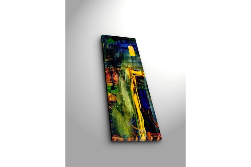 Lærredstryk med LED-belysning 90x30 cm - Abstrakt komposition med stærke farver og former - Grøn / Blå / Gul - Boligtilbehør - Billeder & kunst - Billeder på lærred