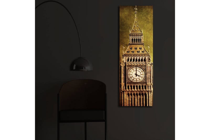 Lærredstryk med LED-belysning 90x30 cm - Storslået klokketårn med detaljeret arkitektur - Guld / Brun / Beige - Boligtilbehør - Billeder & kunst - Billeder på lærred