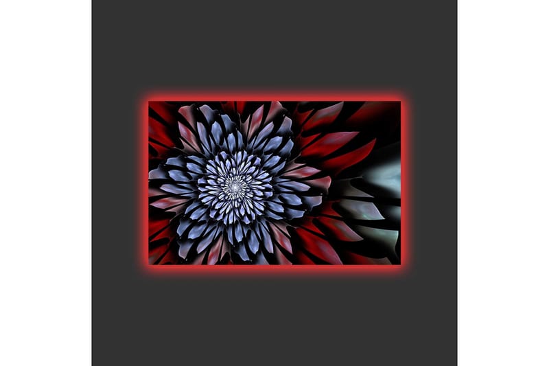 Lærredstryk med LED-belysning - Abstrakt blomst med dybe farver - Mørkeblå / Rød / Sort - Boligtilbehør - Billeder & kunst - Billeder på lærred
