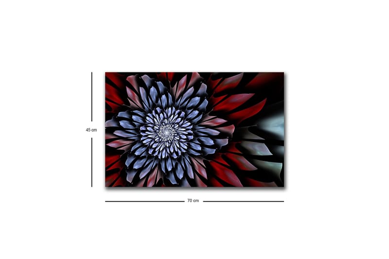 Lærredstryk med LED-belysning - Abstrakt blomst med dybe farver - Mørkeblå / Rød / Sort - Boligtilbehør - Billeder & kunst - Billeder på lærred