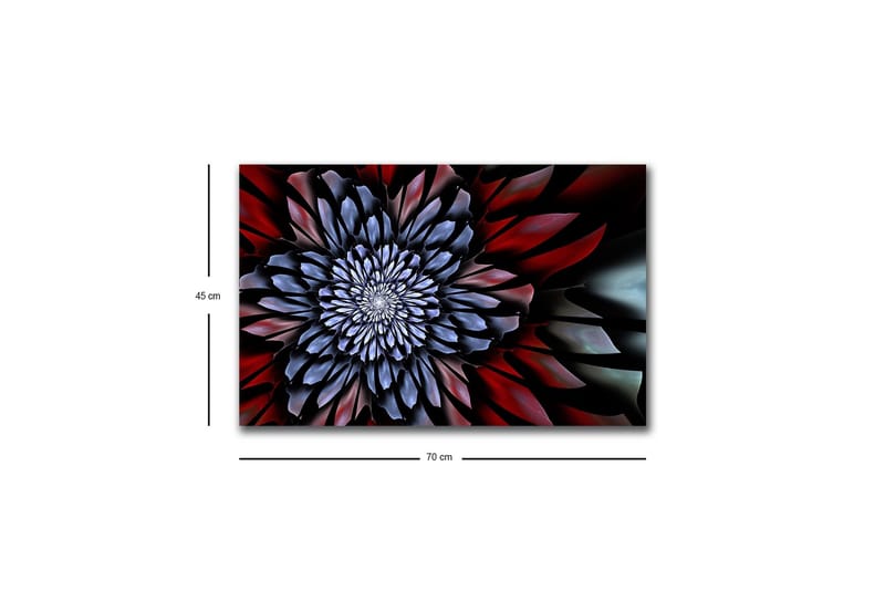 Lærredstryk med LED-belysning - Abstrakt blomst med dybe farver - Mørkeblå / Rød / Sort - Boligtilbehør - Billeder & kunst - Billeder på lærred