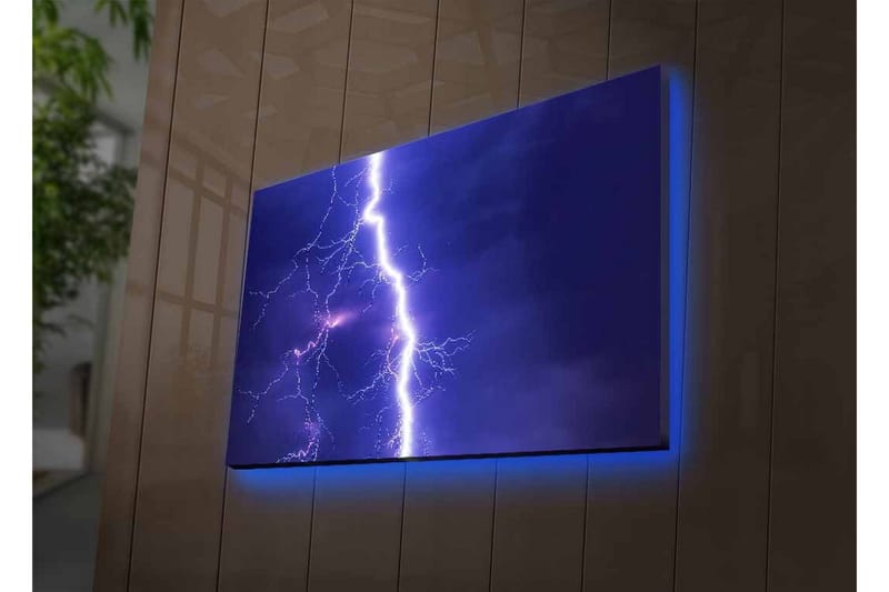 Lærredstryk med LED-belysning - Blinkende himmel med dramatiske skyer - Lilla / Hvid - Boligtilbehør - Billeder & kunst - Billeder på lærred