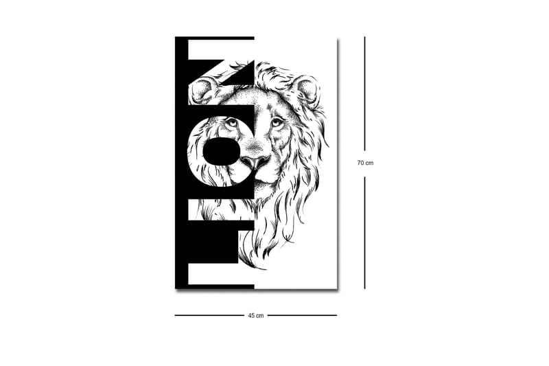 Lærredstryk med LED-belysning - Løvehoved med grafiske elementer - Sort / Hvid - Boligtilbehør - Billeder & kunst - Billeder på lærred