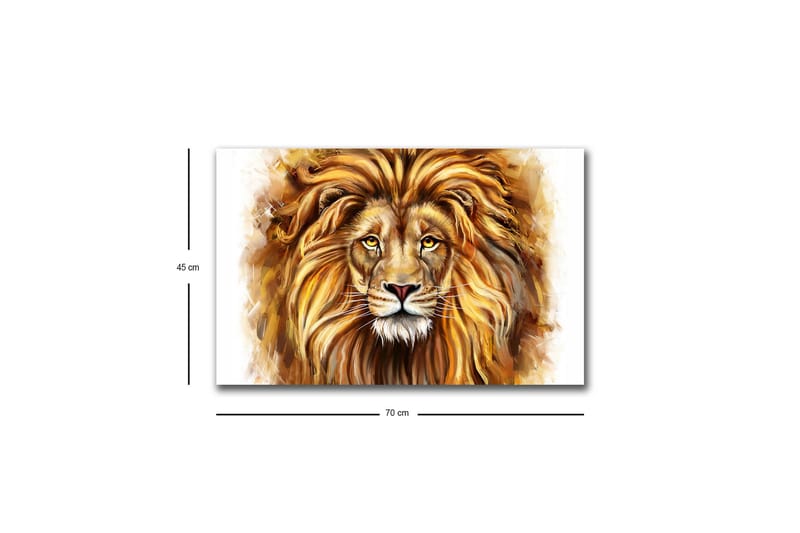 Lærredstryk med LED-belysning - Majestætisk løvehoved med detaljeret manke og udtryksfulde øjne - Guld / Brun / Beige - Boligtilbehør - Billeder & kunst - Billeder på lærred