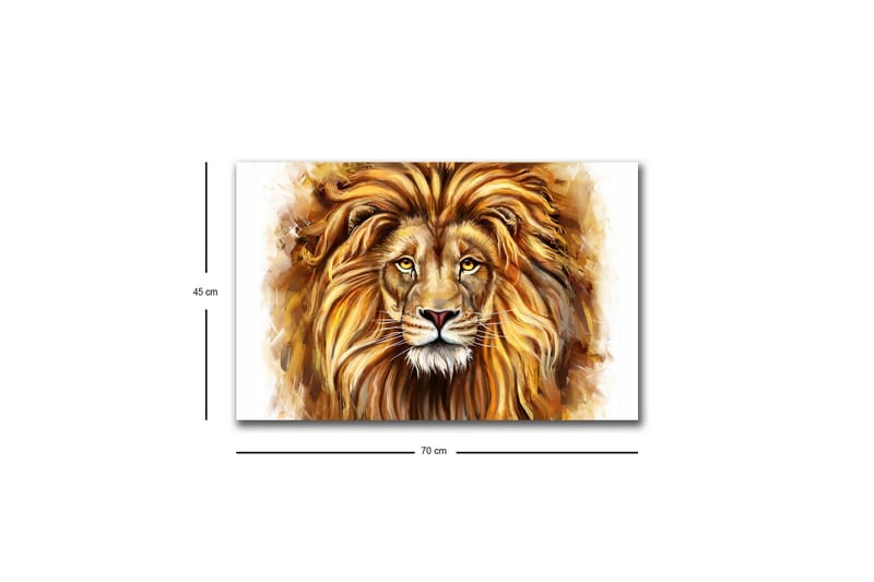 Lærredstryk med LED-belysning - Majestætisk løvehoved med detaljeret manke og udtryksfulde øjne - Guld / Brun / Beige - Boligtilbehør - Billeder & kunst - Billeder på lærred