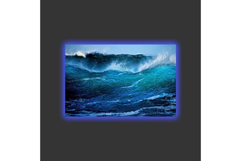 Lærredstryk med LED-belysning - Storslået havbølge i bevægelse - Turkis / Mørkeblå / Hvid - Boligtilbehør - Billeder & kunst - Billeder på lærred