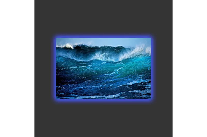 Lærredstryk med LED-belysning - Storslået havbølge i bevægelse - Turkis / Mørkeblå / Hvid - Boligtilbehør - Billeder & kunst - Billeder på lærred