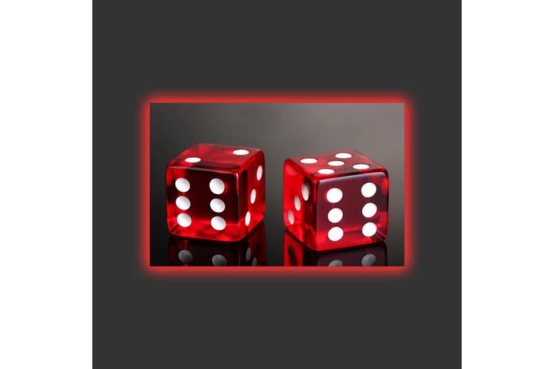 Lærredstryk med LED-belysning - Terninger i klar rød med hvide prikker - Rød / Hvid - Boligtilbehør - Billeder & kunst - Billeder på lærred