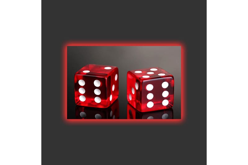 Lærredstryk med LED-belysning - Terninger i klar rød med hvide prikker - Rød / Hvid - Boligtilbehør - Billeder & kunst - Billeder på lærred
