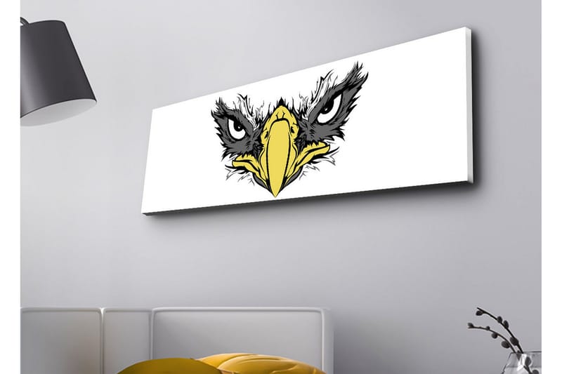 Lærredstryk med LED-belysning - Vild ørn med intense øjne - Sort / Gul / Hvid - Boligtilbehør - Billeder & kunst - Billeder på lærred