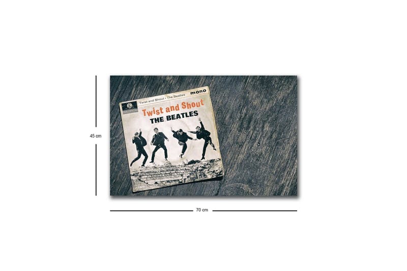 Lærredstryk med LED-belysning - Vintage albumcover med The Beatles i aktion - Sort / Grå / Beige - Boligtilbehør - Billeder & kunst - Billeder på lærred