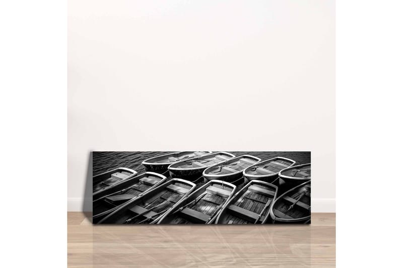 Lærredstryk - Samling af både i sort-hvid - Sort / Grå / Hvid - Boligtilbehør - Billeder & kunst - Billeder på lærred