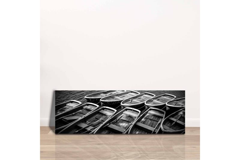 Lærredstryk - Samling af både i sort-hvid - Sort / Grå / Hvid - Boligtilbehør - Billeder & kunst - Billeder på lærred
