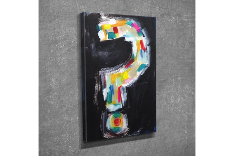 Lærredstryk - Spørgsmålstegn i farverig stil - Sort / Hvid / Gul - Boligtilbehør - Billeder & kunst - Billeder på lærred