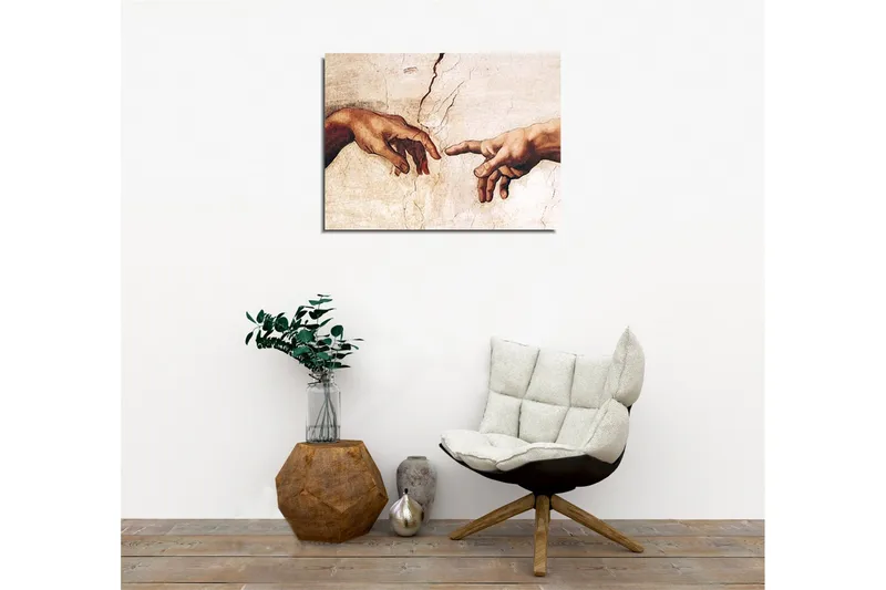 Lærredstryk - To hænder rækker ud mod hinanden - Hudfarve / Beige / Hvid - Boligtilbehør - Billeder & kunst - Billeder på lærred