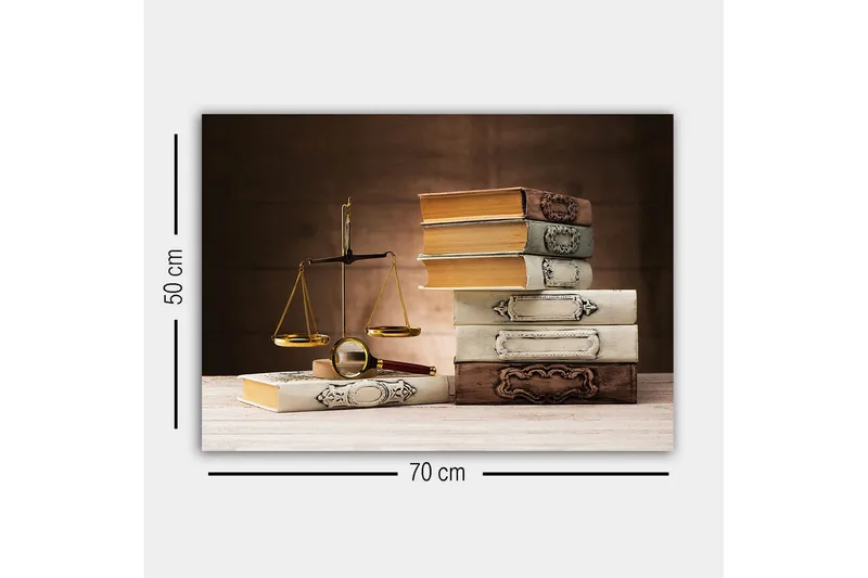 Lærredstryk - Vægte med bøger i forskellige farver og former - Guld / Brun / Hvid - Boligtilbehør - Billeder & kunst - Billeder på lærred