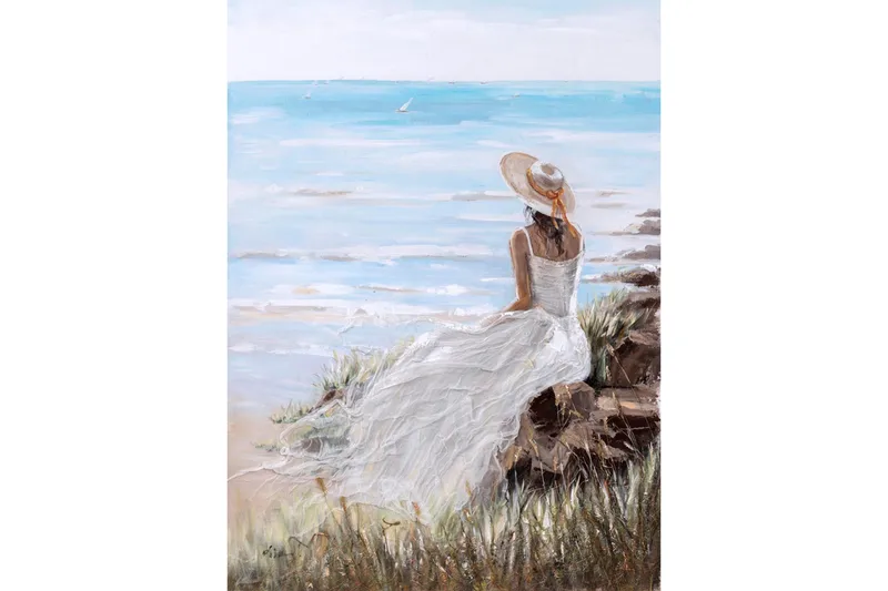 Lady On The Beach Oliemaleri 90x120 cm, undefined