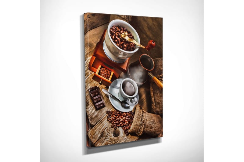 Lille lærredstryk 30x40 cm - Kaffe- og chokoladekomposition med ristede kaffebønner - Brun / Beige / Sort - Boligtilbehør - Billeder & kunst - Billeder på lærred