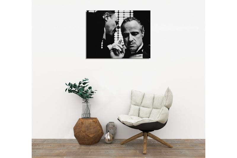 Lille lærredstryk 40x30 cm - Intim samtale mellem to mænd i jakkesæt - Sort / Hvid - Boligtilbehør - Billeder & kunst - Billeder på lærred
